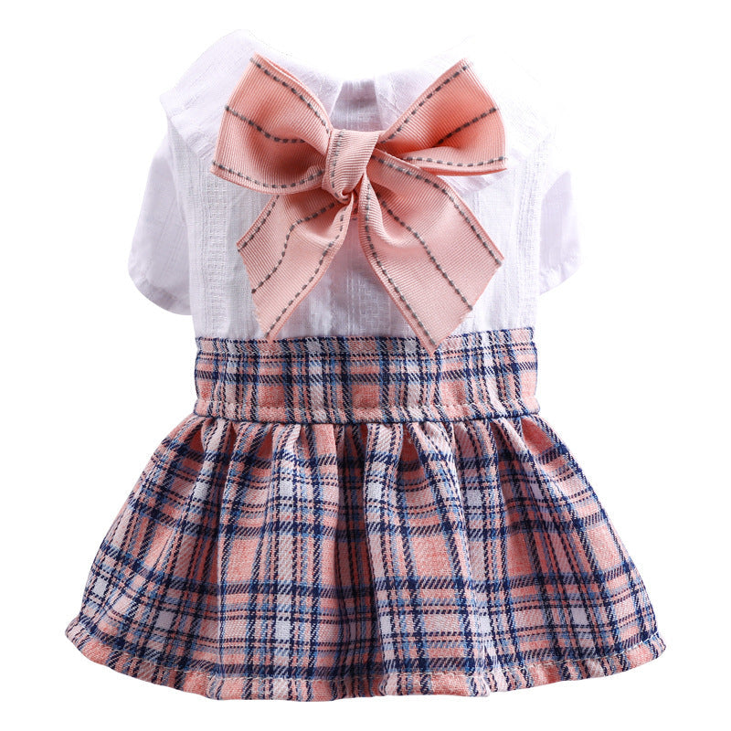 Spring Summer Pet Dog Clothes Sweet Princess Skirt Lattice
