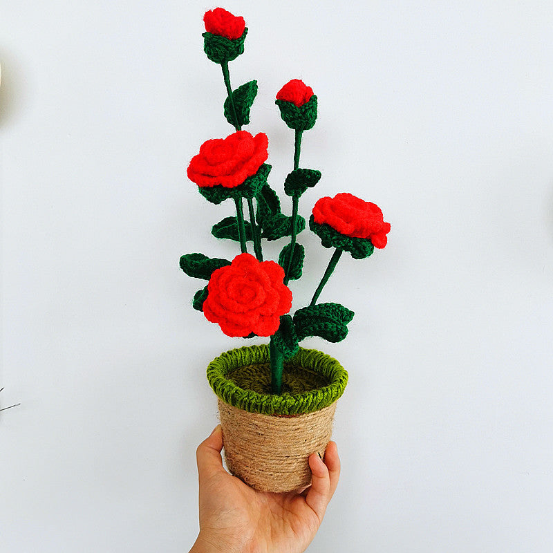 Handmade Sunflower Rose Flower Plush Plant Home Bedroom Decoration Christmas Valentine's Day Gift