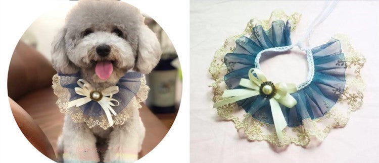 Pet Variety Saliva Towel Cats Dogs Lace Bib Scarf Bell Collar Bow Knot