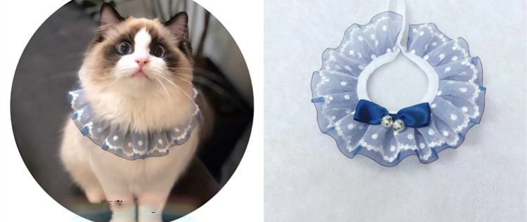 Pet Variety Saliva Towel Cats Dogs Lace Bib Scarf Bell Collar Bow Knot