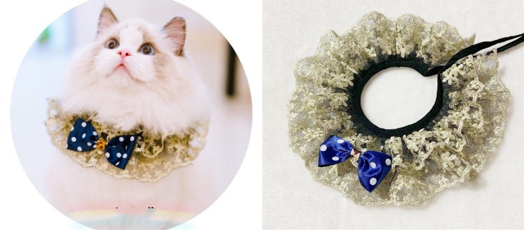 Pet Variety Saliva Towel Cats Dogs Lace Bib Scarf Bell Collar Bow Knot