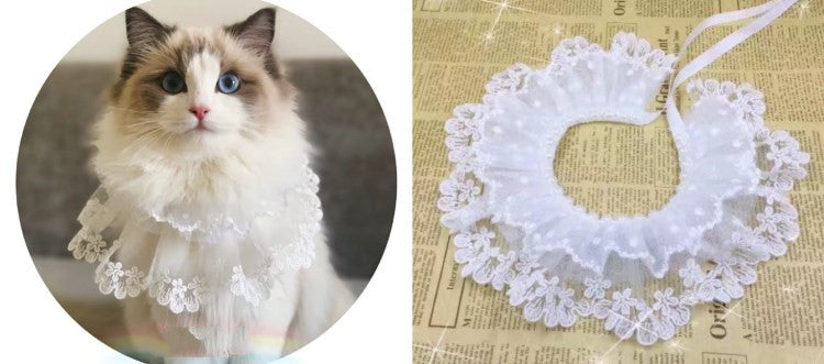 Pet Variety Saliva Towel Cats Dogs Lace Bib Scarf Bell Collar Bow Knot