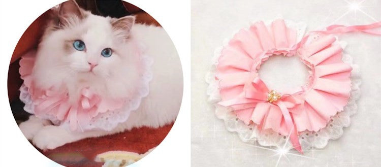 Pet Variety Saliva Towel Cats Dogs Lace Bib Scarf Bell Collar Bow Knot