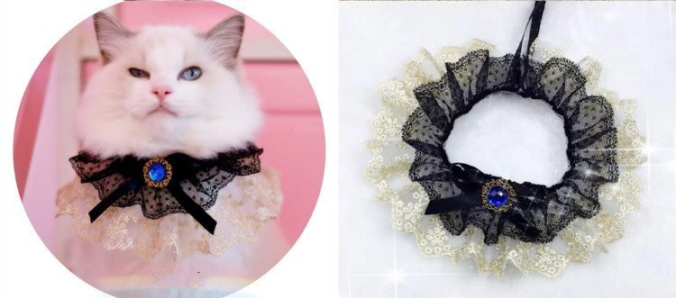 Pet Variety Saliva Towel Cats Dogs Lace Bib Scarf Bell Collar Bow Knot