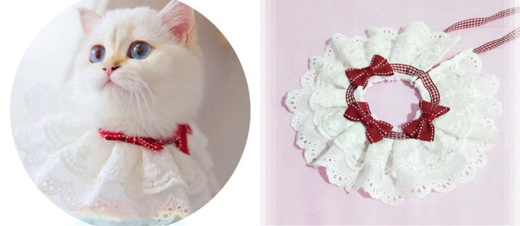 Pet Variety Saliva Towel Cats Dogs Lace Bib Scarf Bell Collar Bow Knot