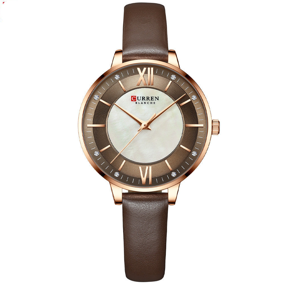 Women's Leather Strap Quartz Watch | Elegant Fashion Wristwatch for Ladies