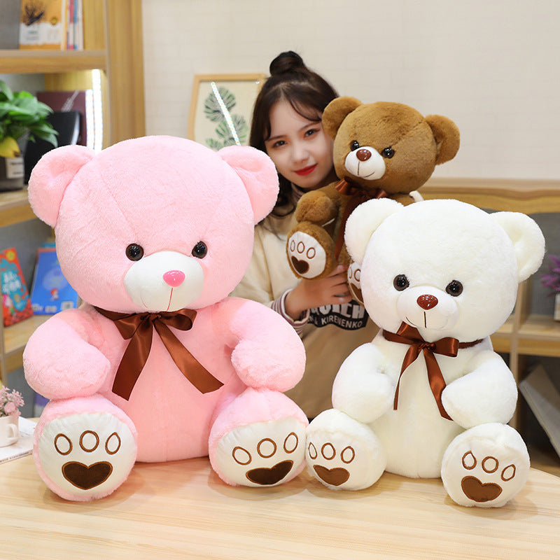 Sitting Teddy Bear Plush Toy Cute Ribbon Hug Bear Doll Pillow For Girlfriend Valentine's Day Gift Wholesale