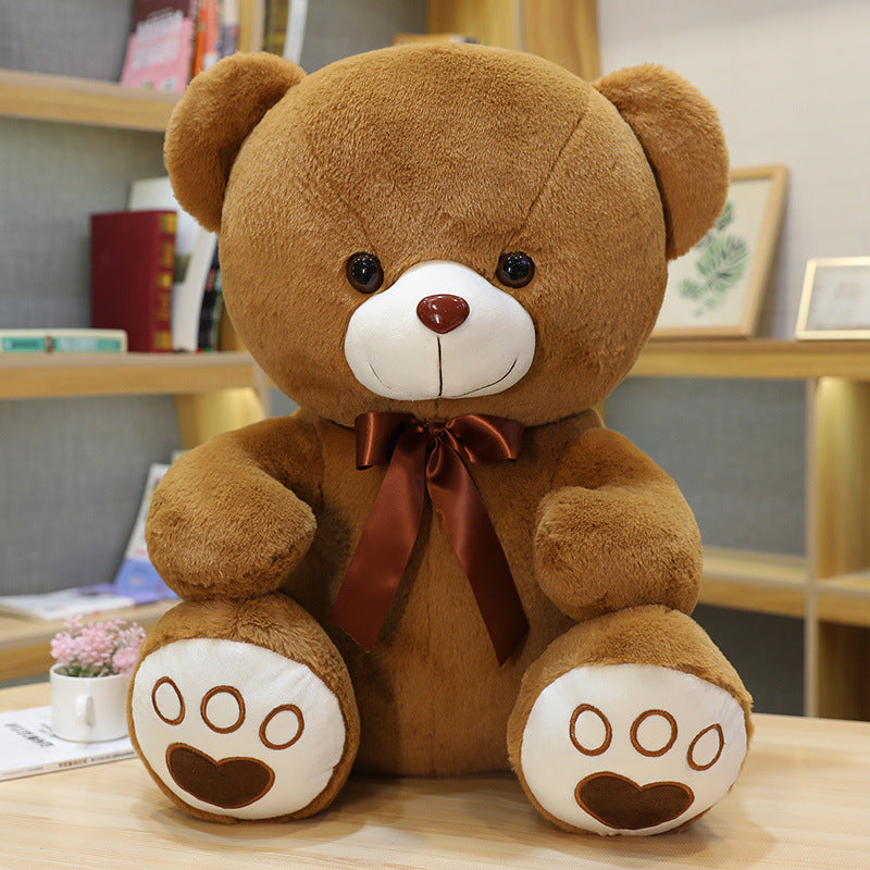 Sitting Teddy Bear Plush Toy Cute Ribbon Hug Bear Doll Pillow For Girlfriend Valentine's Day Gift Wholesale