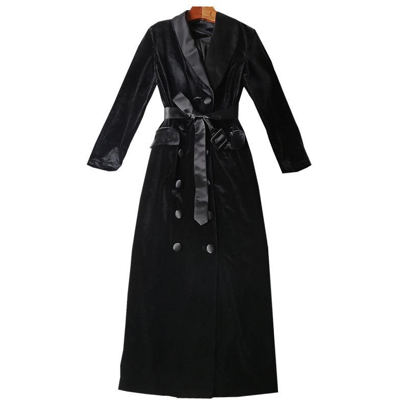 Autumn And Winter Hot Style High-end Velvet Windbreaker Women's Mid-length Style