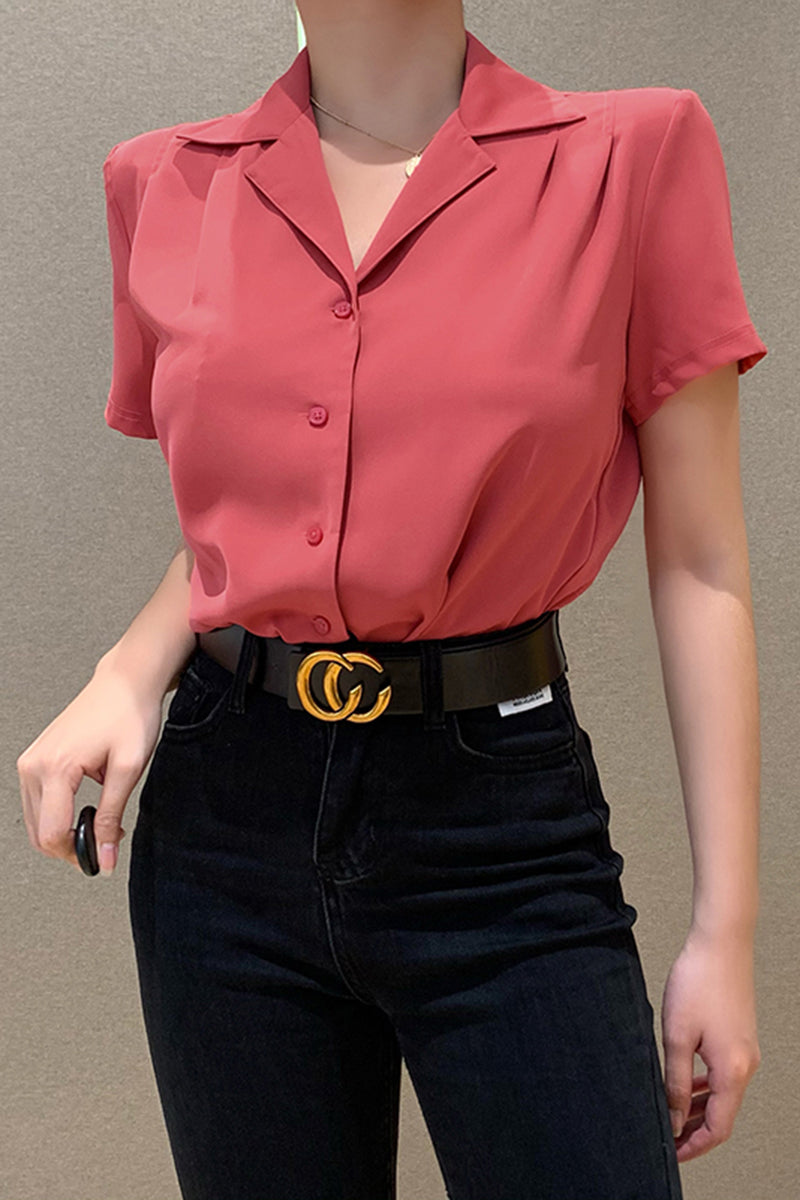 Sleeve Shirt Women''s Summer Fashion Slim Solid Color Top
