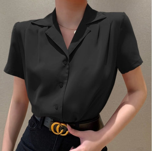 Sleeve Shirt Women''s Summer Fashion Slim Solid Color Top
