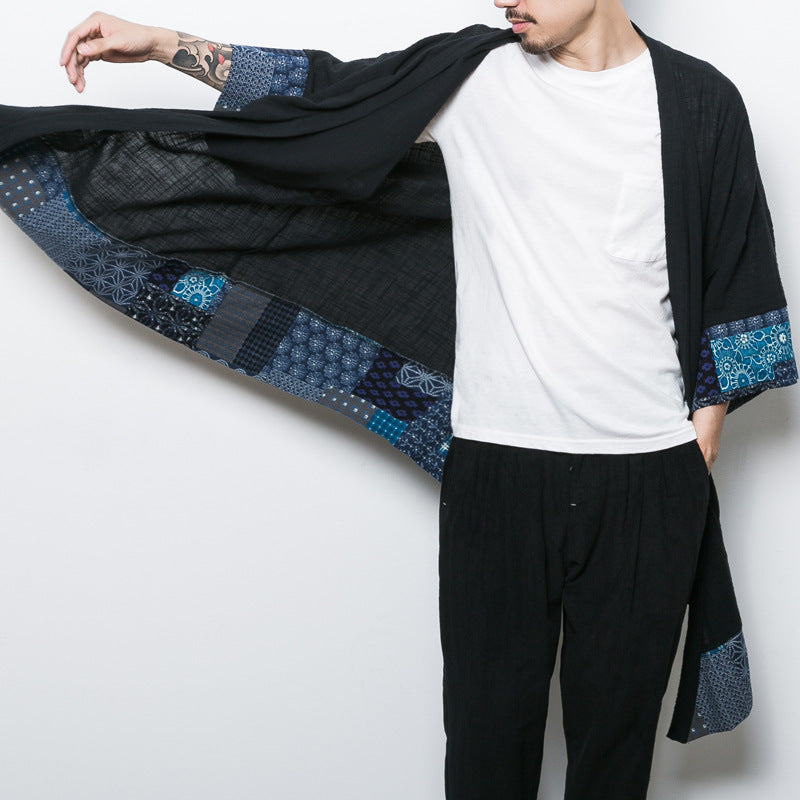 Men's Loose Mid-length Linen Trench Coat