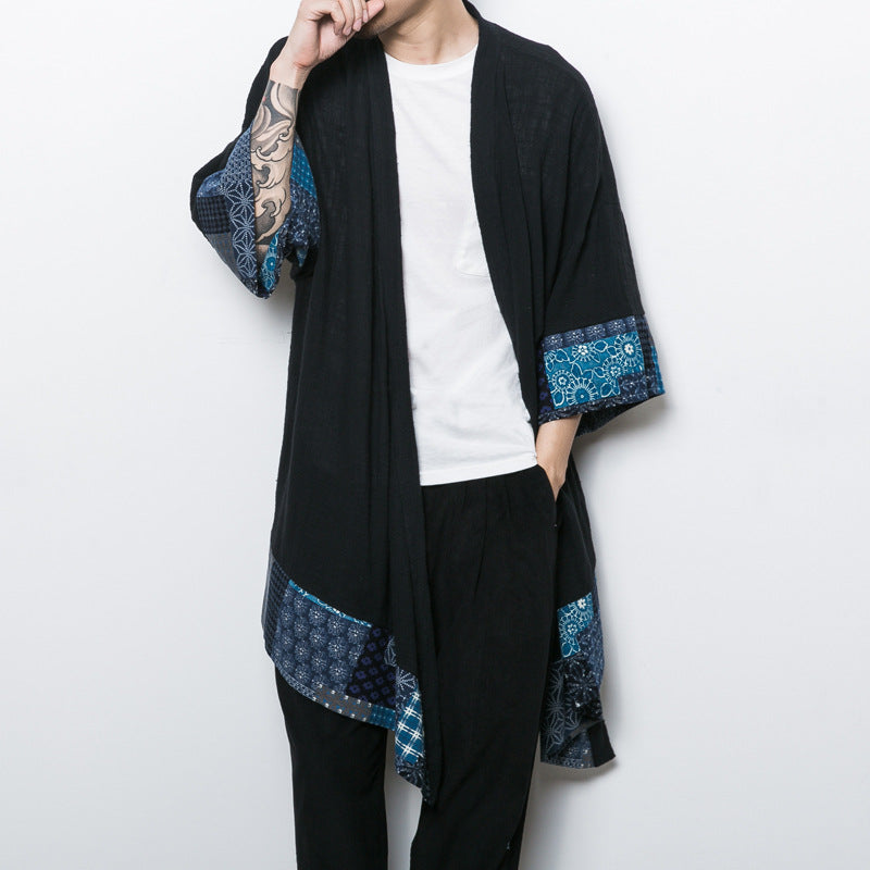 Men's Loose Mid-length Linen Trench Coat