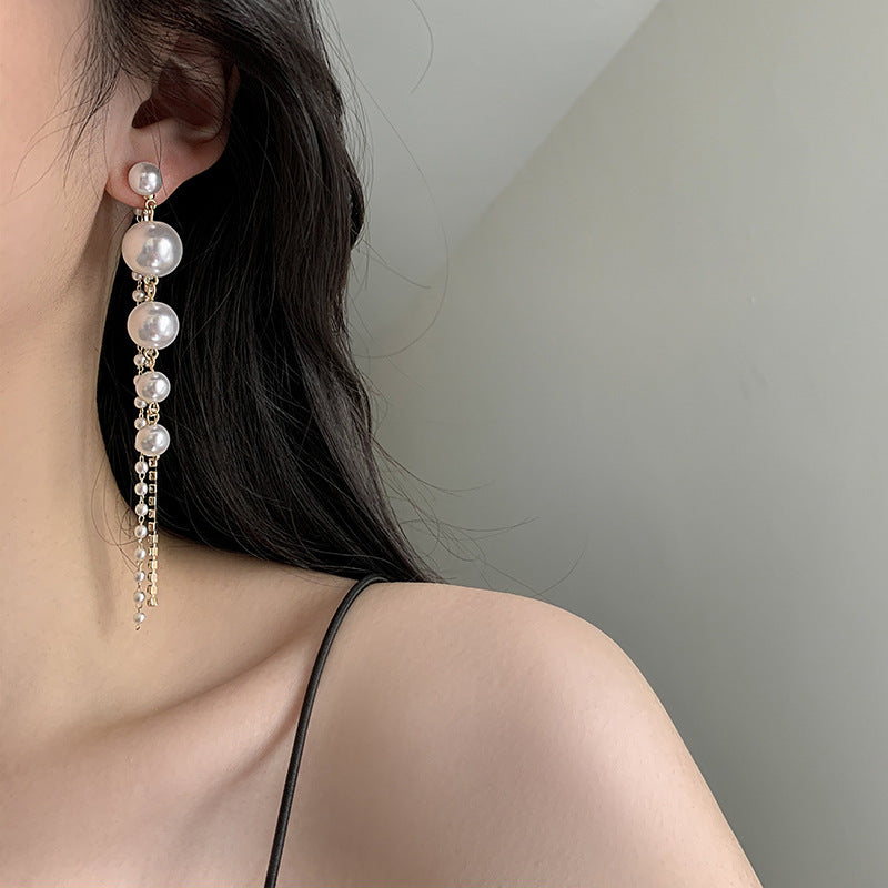 New Style Long Temperament Earrings Net Red Round Face Ear Jewelry Female Senior Sense