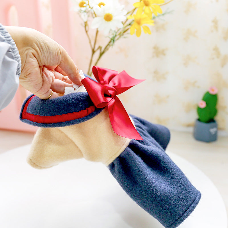 Dog Cat Clothes Cute Cat Cat Costume Navy Blue Bow Student Princess Skirt