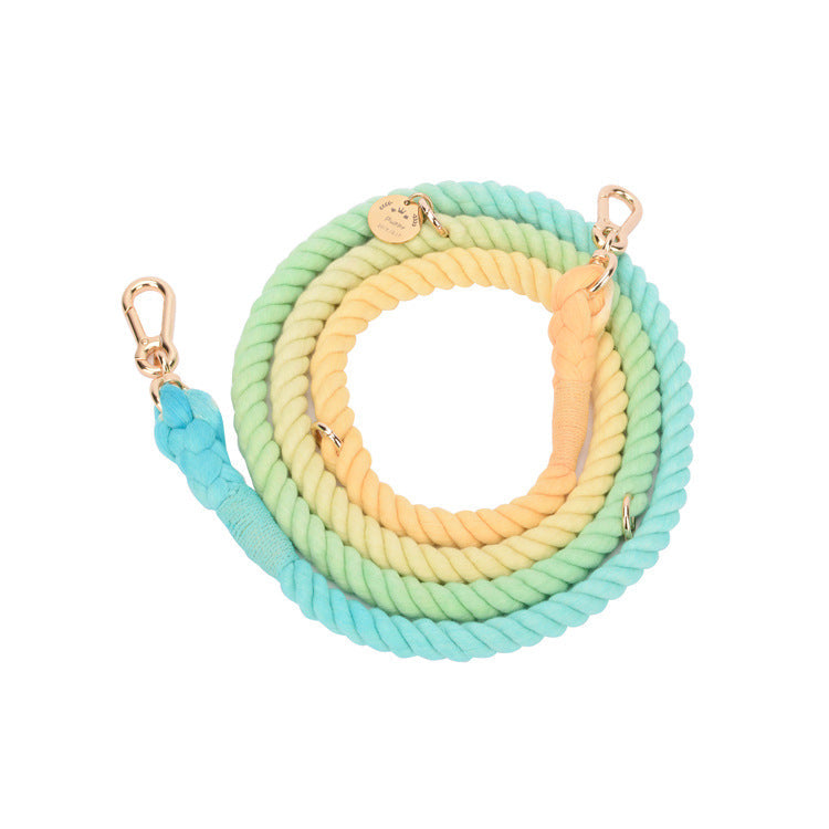 Multifunctional hand-woven gradient color collar