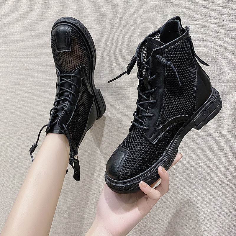 White Mesh Martin Boots Women Summer Thin