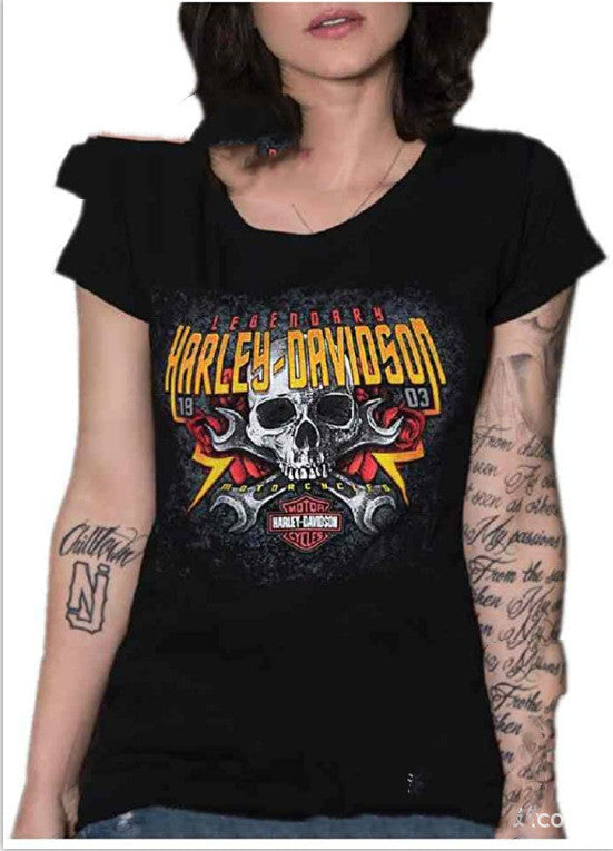 Women''s Steel Rose Crew Neck Short Sleeve T-shirt - Black