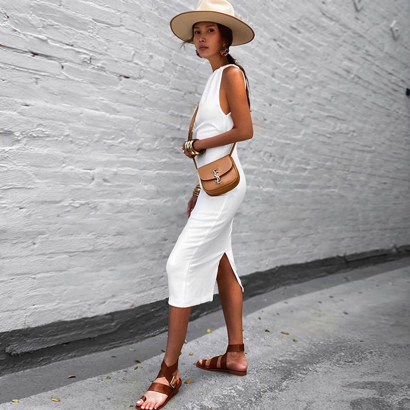 White Dress With Halter Neck Straps