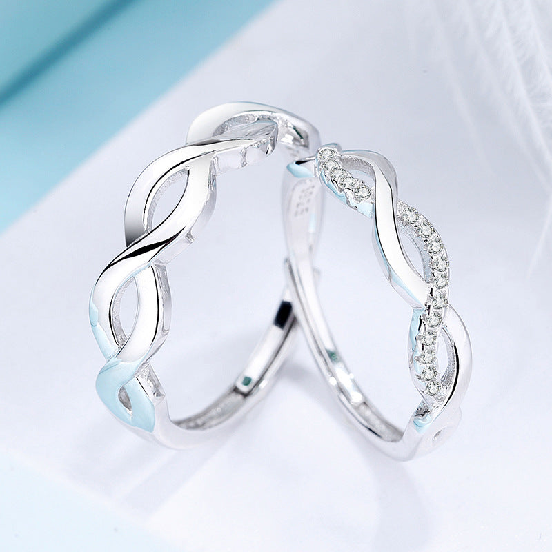 Sansheng III 925 Sterling Silver Couple Ring Japan And South Korea Simple Trend Of Men And Women On The Ring Valentines Day Gift For Girlfriend