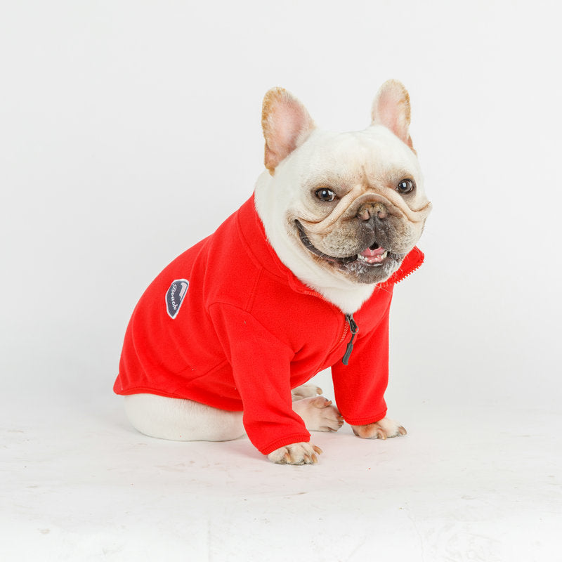 Dog Clothes Solid Color Zipper Coat