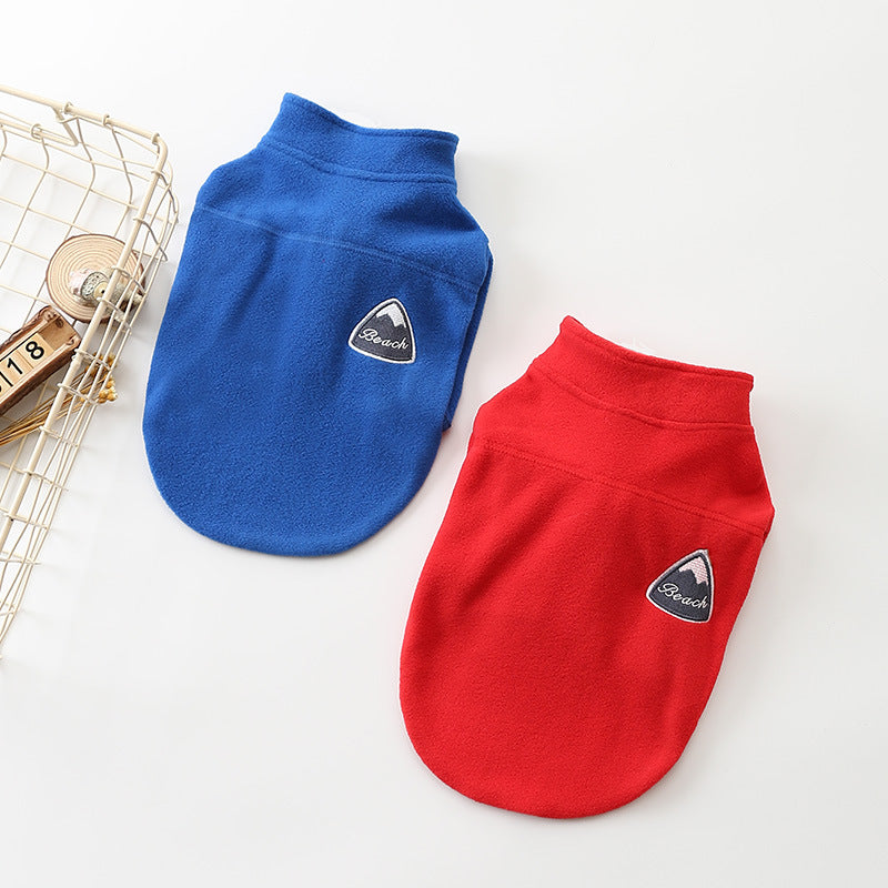 Dog Clothes Solid Color Zipper Coat