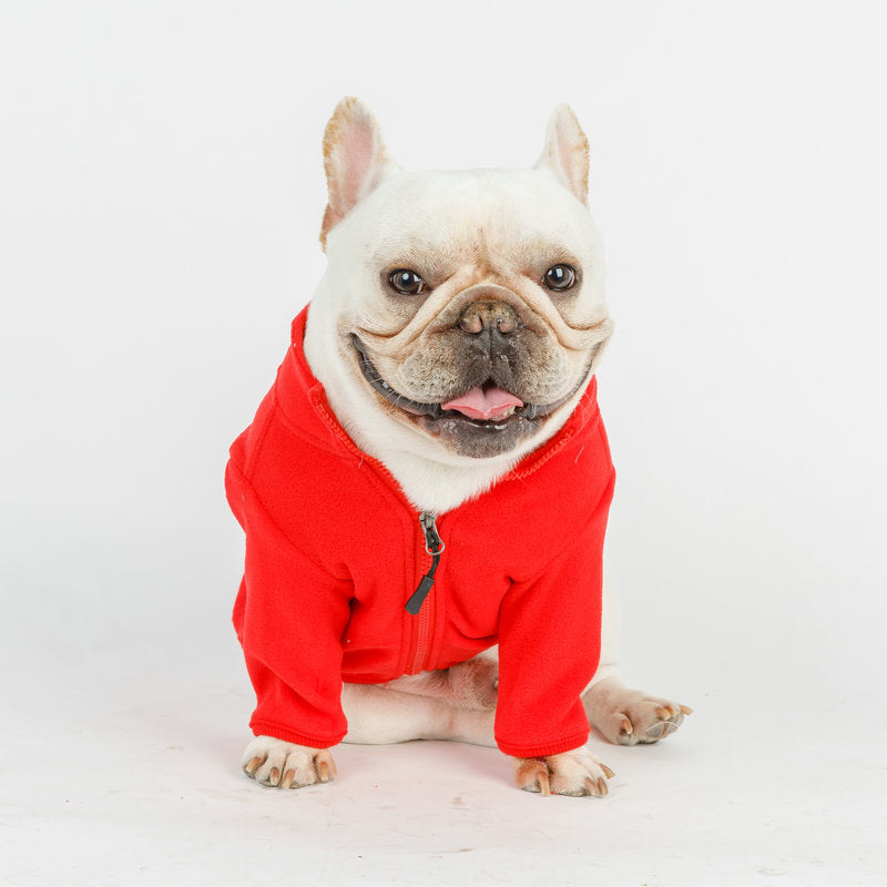 Dog Clothes Solid Color Zipper Coat