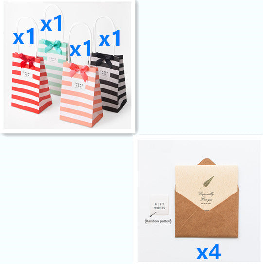 Small candy color striped white kraft paper bag