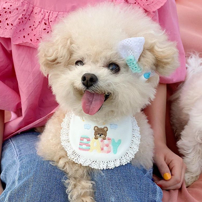 Cute Bear Embroidery Saliva Towel Small Bib Bib