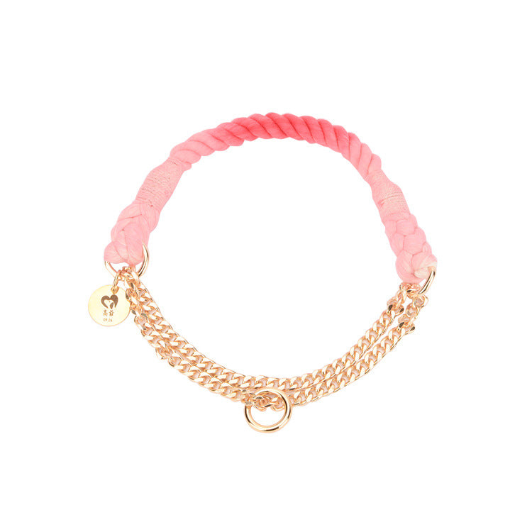 Multifunctional hand-woven gradient color collar