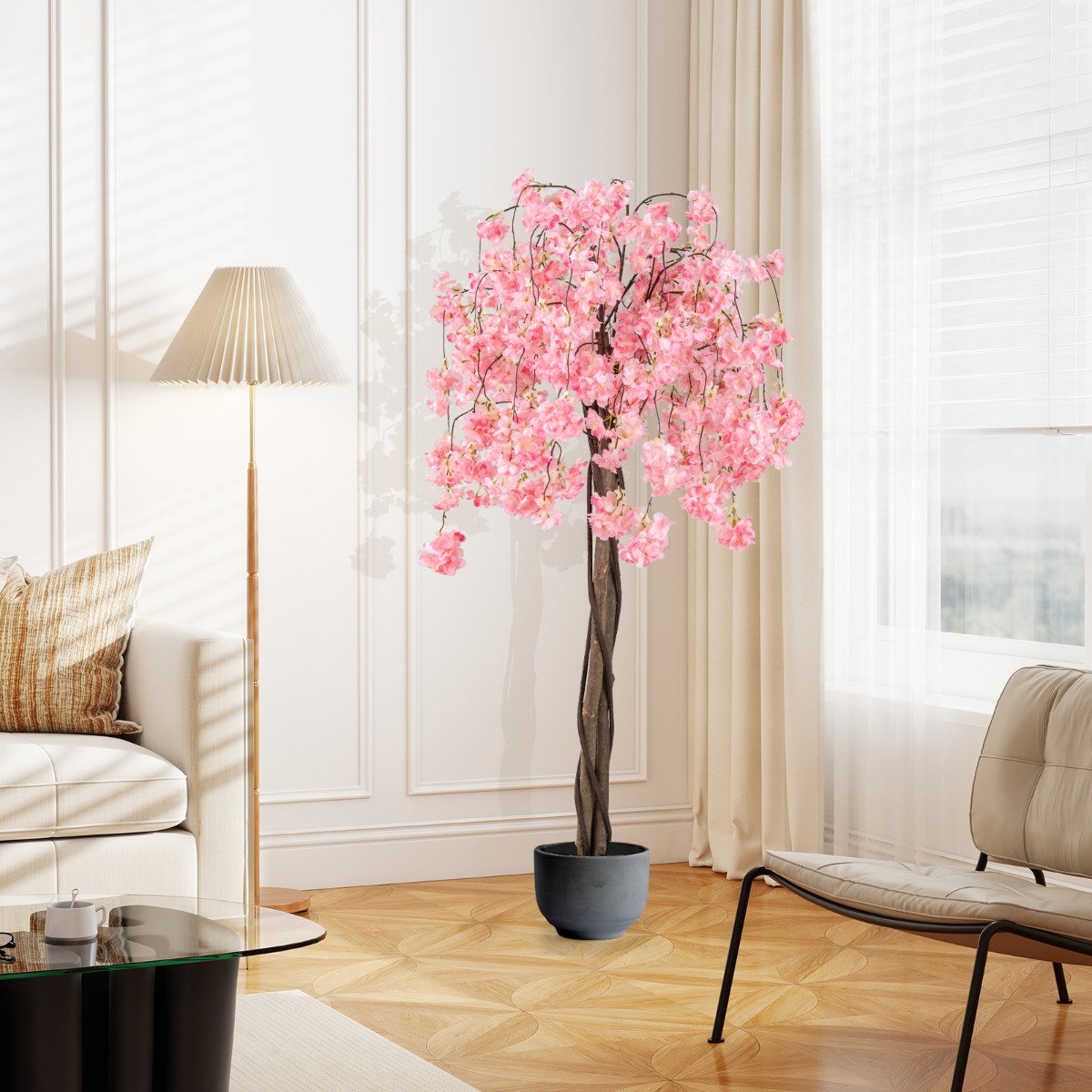 163CM Tall Artificial Cherry Blossom Tree with Flowers-Pink