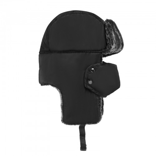 CAP-5 - Unisex 3-in-1 Thermal Faux Fur Lined Trapper Hat - Black