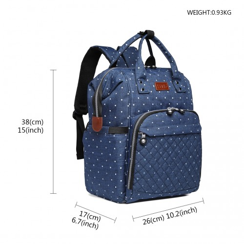 E6705D2 - Kono Wide Open Designed Baby Diaper Changing Backpack Dot - Navy