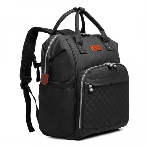 E6705 - Kono Wide Open Designed Baby Diaper Changing Backpack - Black