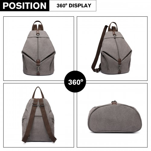 EB2044 - Kono Fashion Anti-Theft Canvas Backpack - Grey