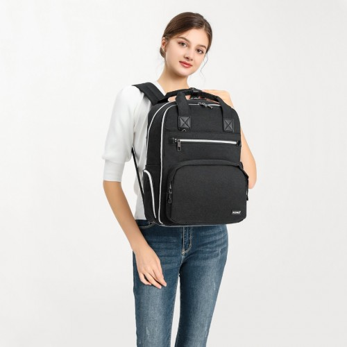EQ2039 - Kono Classic Multi Functional Changing Backpack With USB Charging Interface - Black