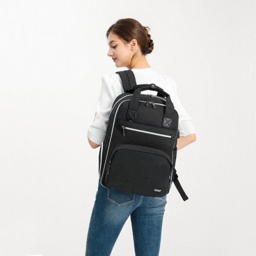 EQ2039 - Kono Classic Multi Functional Changing Backpack With USB Charging Interface - Black