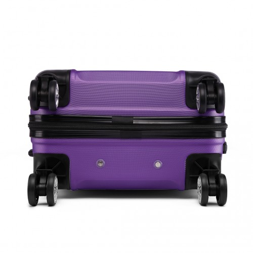 K1871-1L - Kono ABS Sculpted Horizontal Design 3 Piece Suitcase Set - Purple