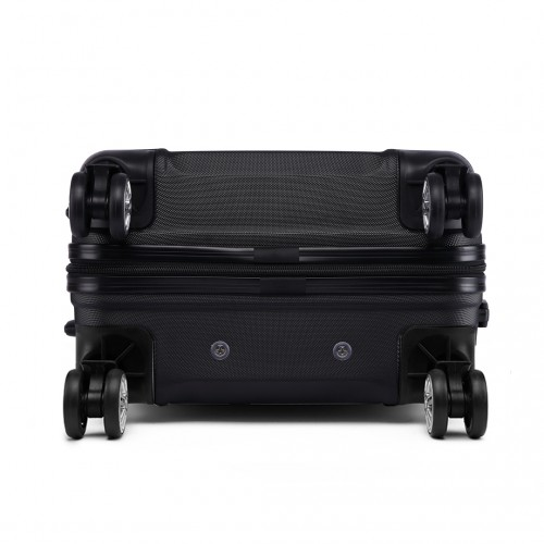 K1871-1L - Kono ABS Sculpted Horizontal Design 3 Piece Suitcase Set - Black