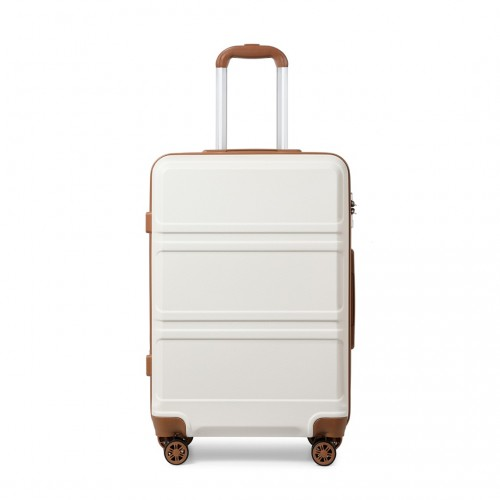 K1871-1L - Kono ABS 28 Inch Sculpted Horizontal Design Suitcase - Cream