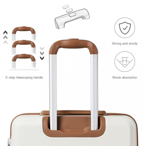 K1871-1L - Kono ABS 28 Inch Sculpted Horizontal Design Suitcase - Cream