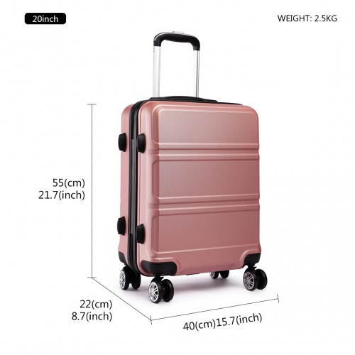 K1871-1L - Kono ABS Sculpted Horizontal Design 3 Piece Suitcase Set - Nude