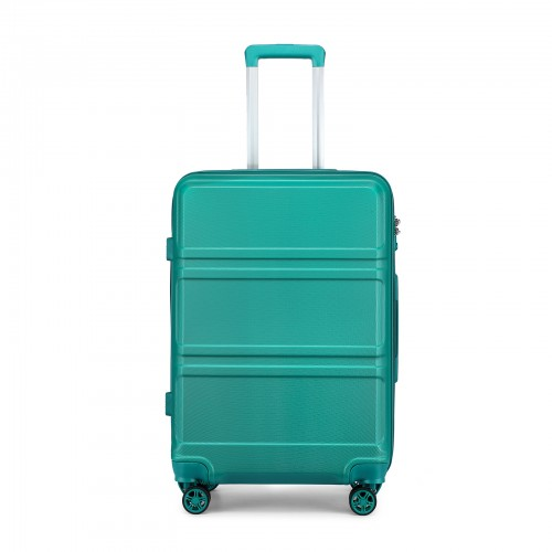 K1871-1L - Kono ABS 24 Inch Sculpted Horizontal Design Suitcase - Teal