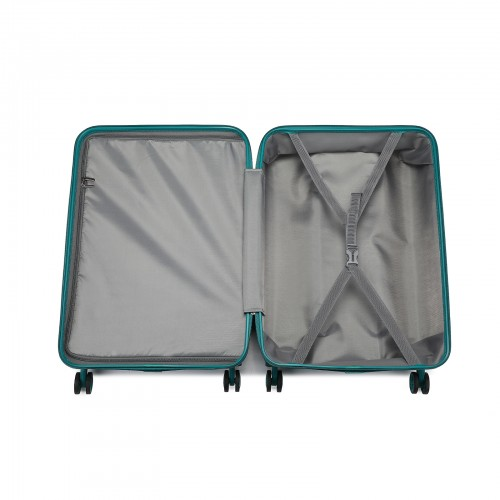 K1871-1L - Kono ABS 24 Inch Sculpted Horizontal Design Suitcase - Teal