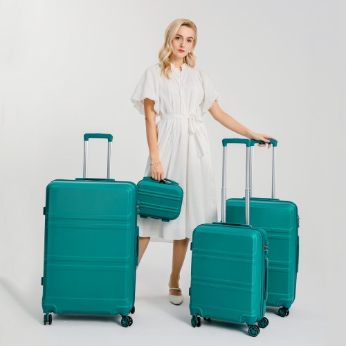 K1871-1L - Kono ABS 24 Inch Sculpted Horizontal Design Suitcase - Teal