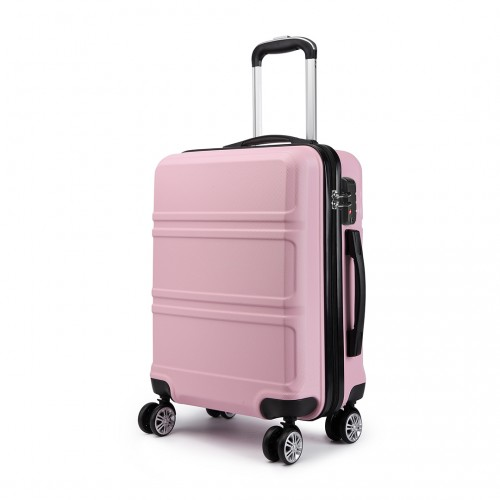 K1871-1L - Kono ABS 24 Inch Sculpted Horizontal Design Suitcase - Pink
