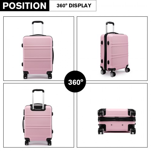 K1871-1L - Kono ABS 24 Inch Sculpted Horizontal Design Suitcase - Pink
