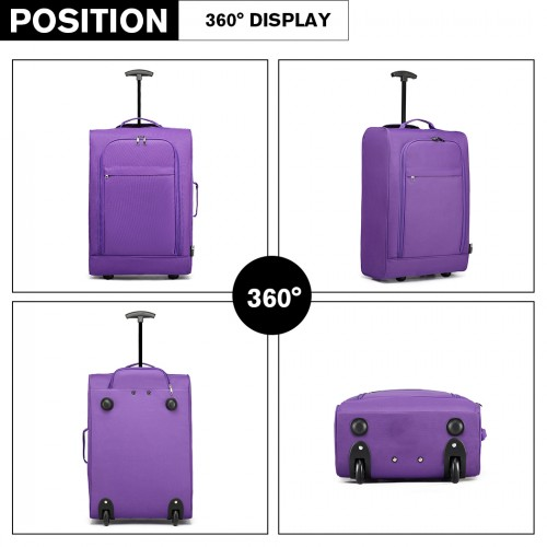 K1873-2 - Kono CABIN SIZE SOFT SHELL HAND LUGGAGE - PURPLE