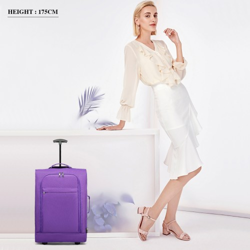 K1873-2 - Kono CABIN SIZE SOFT SHELL HAND LUGGAGE - PURPLE