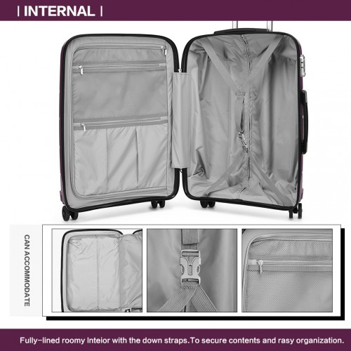 K1997L - KONO 24 INCH HARD SHELL PP SUITCASE - PURPLE